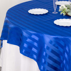 Satin 72"x72" Table Overlay Square Tablecloth Royal Blue - Stripe Table Topper