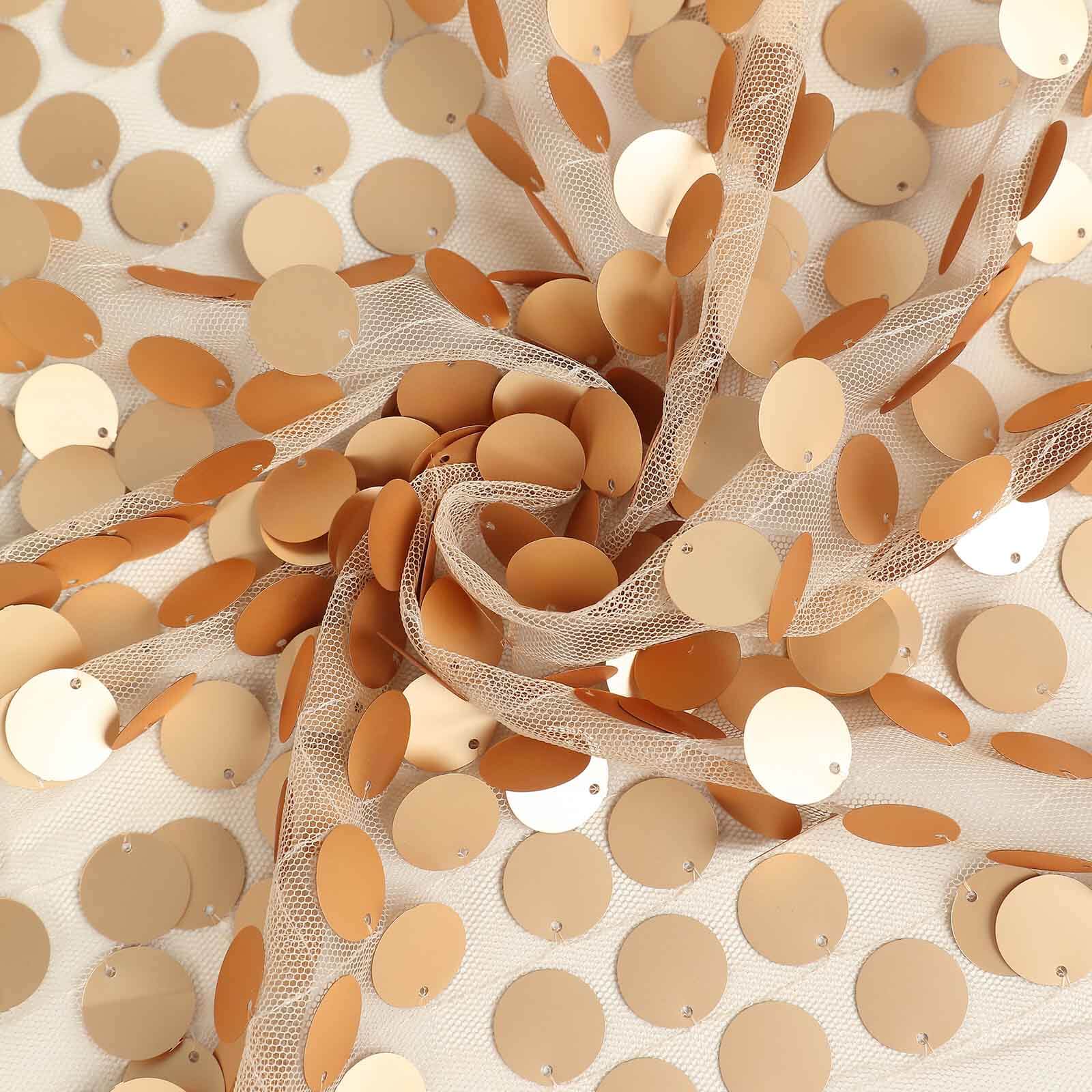 5 Pack Big Payette Sequin 13"x10" Chair Sash Bands Matte Champagne - Stylish Glittering Decor for Weddings & Gatherings