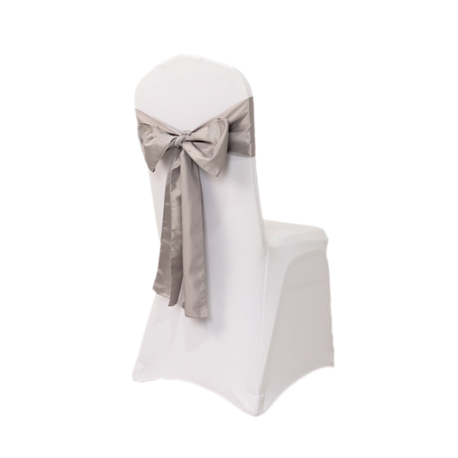5 Pack Lamour Satin 6"x106" Chair Sashes Silver - Stylish Reusable Decorative Bows