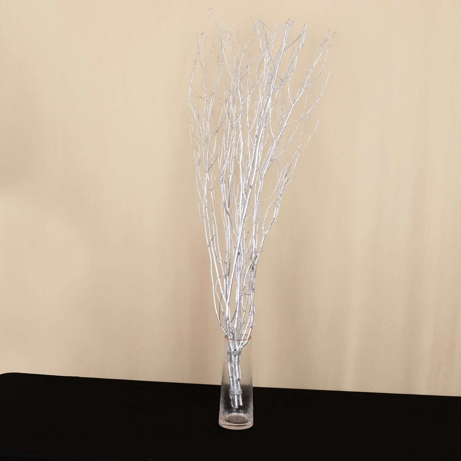 6-Pack Natural Birch Tree Branches 46" Metallic Silver - Versatile Extra Long Decorative Dried Willow Twigs Sticks for Vase Centerpiece Wedding Decor
