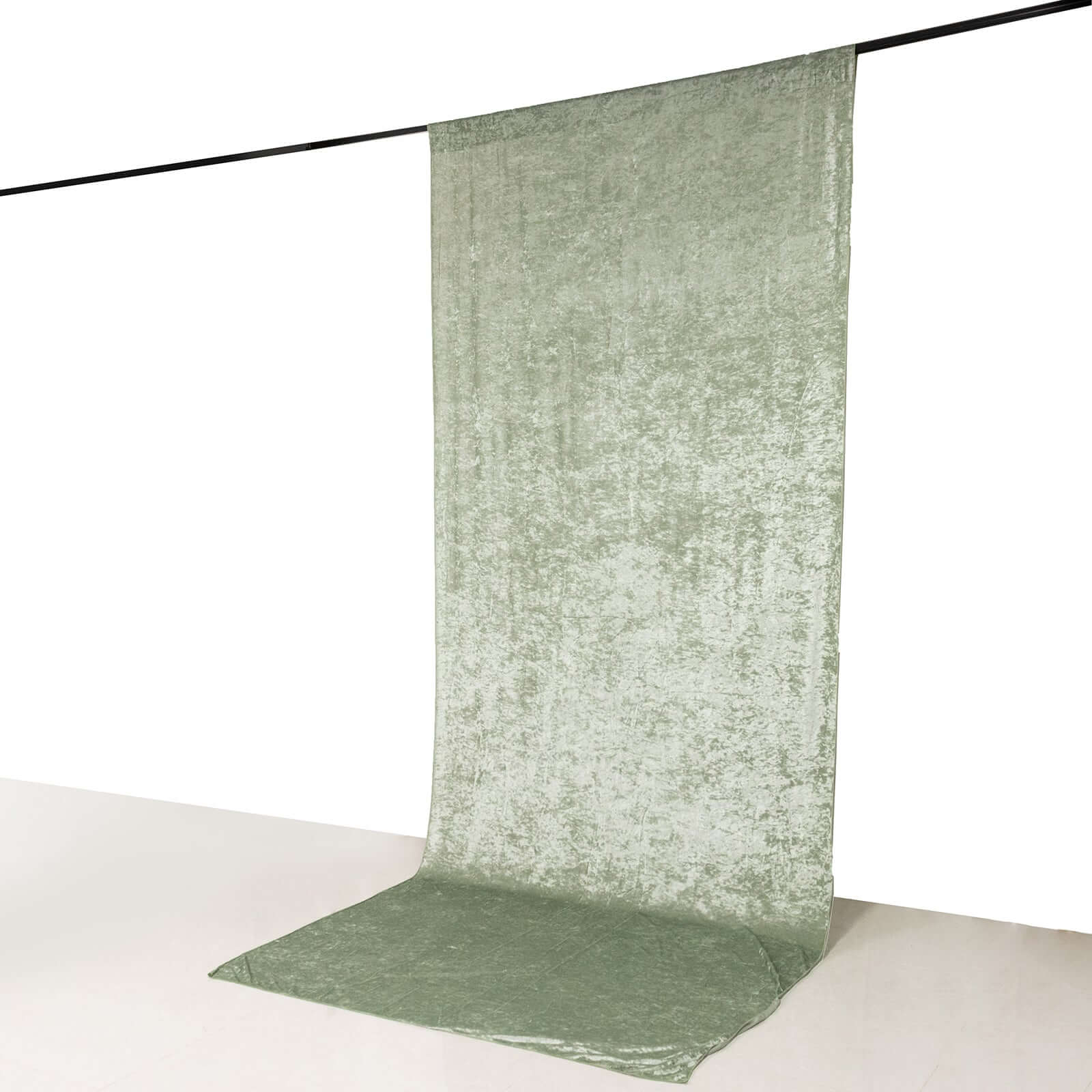 Sage Green Crushed Velvet Backdrop Curtain – 5ft x 12ft Event Drape with Rod Pocket, Privacy Panel for Photo Booths & Events