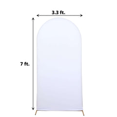 7ft Matte White Spandex Fitted Chiara Backdrop Stand Cover For Round Top Wedding Arch