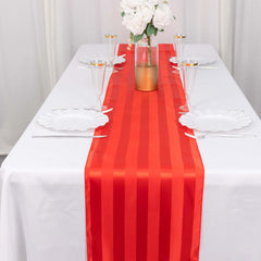 Satin 12"x108" Table Runner Red - Stripe Table Decor