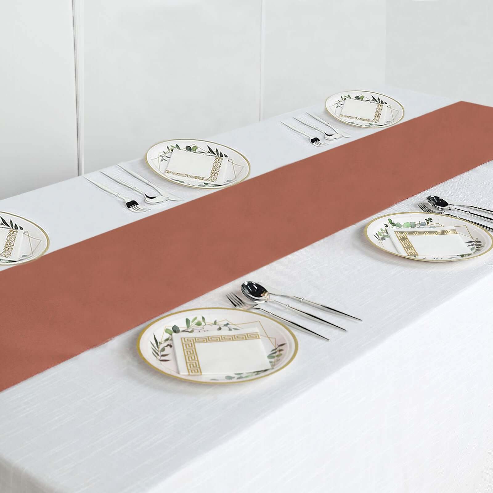 Polyester 12"x108" Table Runner Terracotta (Rust) - Durable & Wrinkle-Resistant Table Decor
