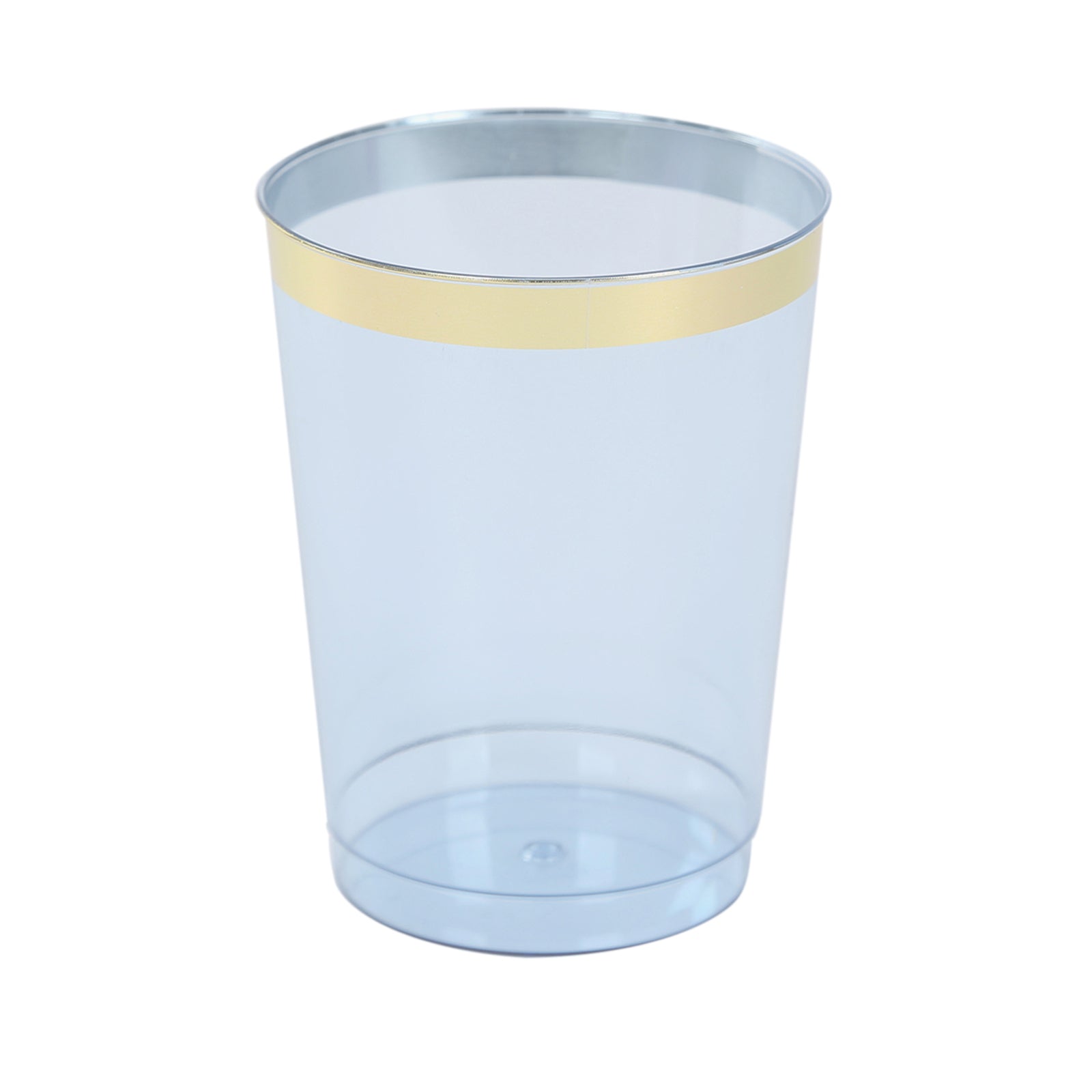 25-Pack Plastic Tumbler Cups Transparent Dusty Blue with Gold Rim - Stylish Disposable Party Glasses 10oz