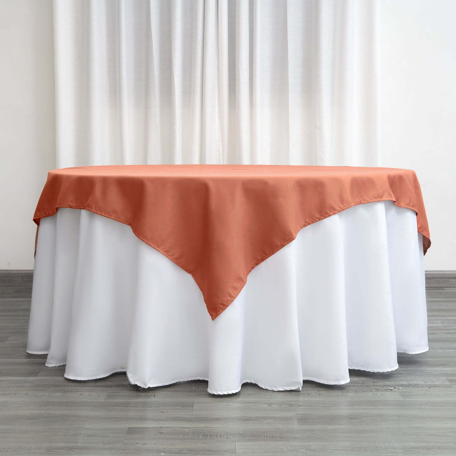 Polyester Square 70"x70" Tablecloth Terracotta (Rust) - Wrinkle-Resistant & Durable Table Cover