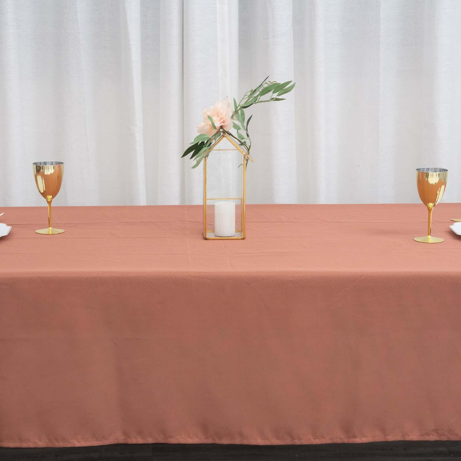 Polyester 60"x126" Rectangle Tablecloth Terracotta (Rust) - Wrinkle-Resistant Table Cover