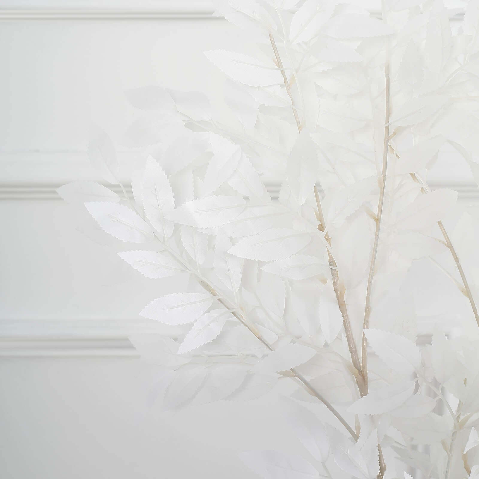 2 Bushes 42" Tall White Artificial Silk Beech Leaf Branches, Faux Plant Stem Vase Fillers