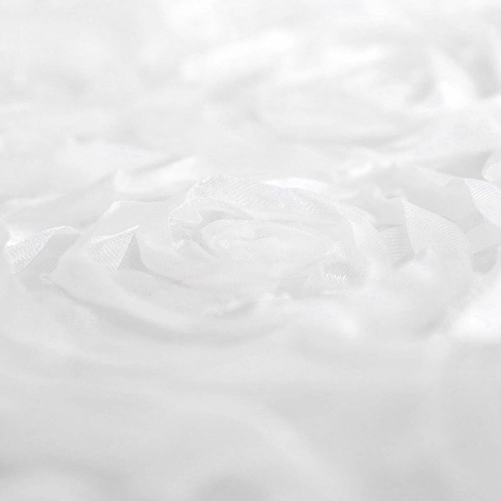 Satin 72"x72" Table Overlay Square Tablecloth White - 3D Rosette Design for Stylish Occasions