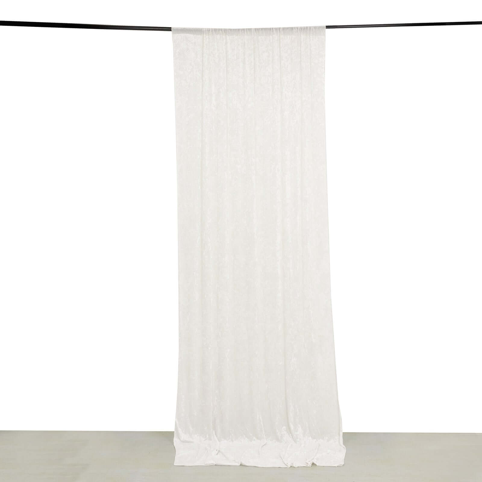 White Crushed Velvet Backdrop Curtain – 5ft x 12ft Event Drape with Rod Pocket, Privacy Panel for Photo Booths & Events