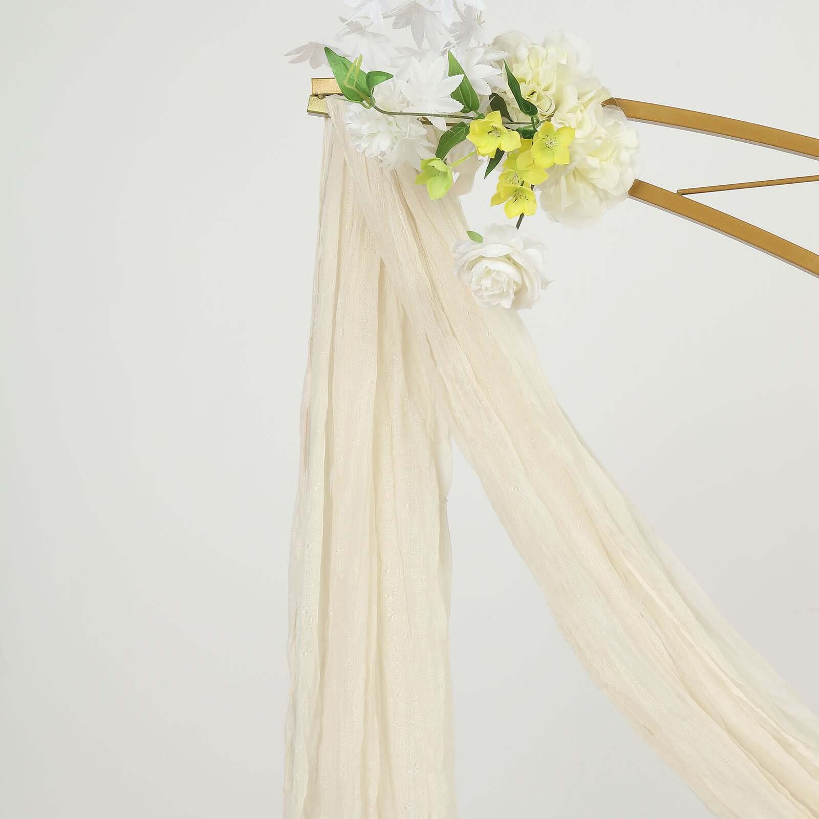 20ft Cream Gauze Cheesecloth Fabric Wedding Arch Drapery, Window Scarf Valance, Boho Decor Arbor Curtain Panel