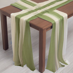 20-Pack 9ft Sheer Table Runners – Dusty Sage Green/Beige Shimmer Sheer Drapes, Wrinkle-Free