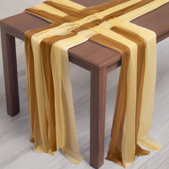 20-Pack 9ft Sheer Table Runners – Champagne/Gold Shimmer Sheer Drapes, Wrinkle-Free