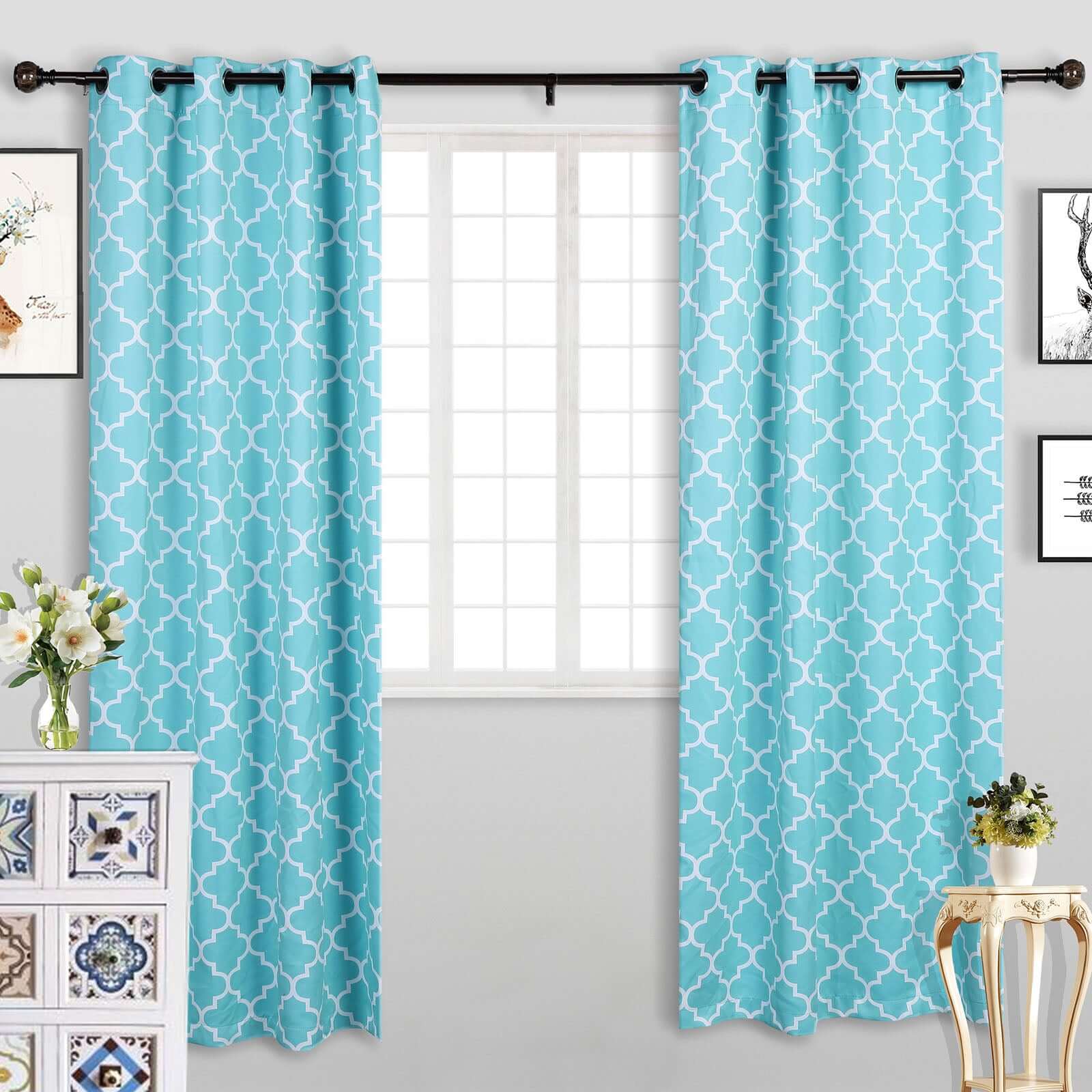 42"-126" Adjustable Curtain Rod Set, Chocolate Brown, Marble Finials