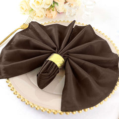 5 Pack Polyester 20"x20" Napkins Chocolate - Wrinkle Resistant & Easy Care Cloth Napkins