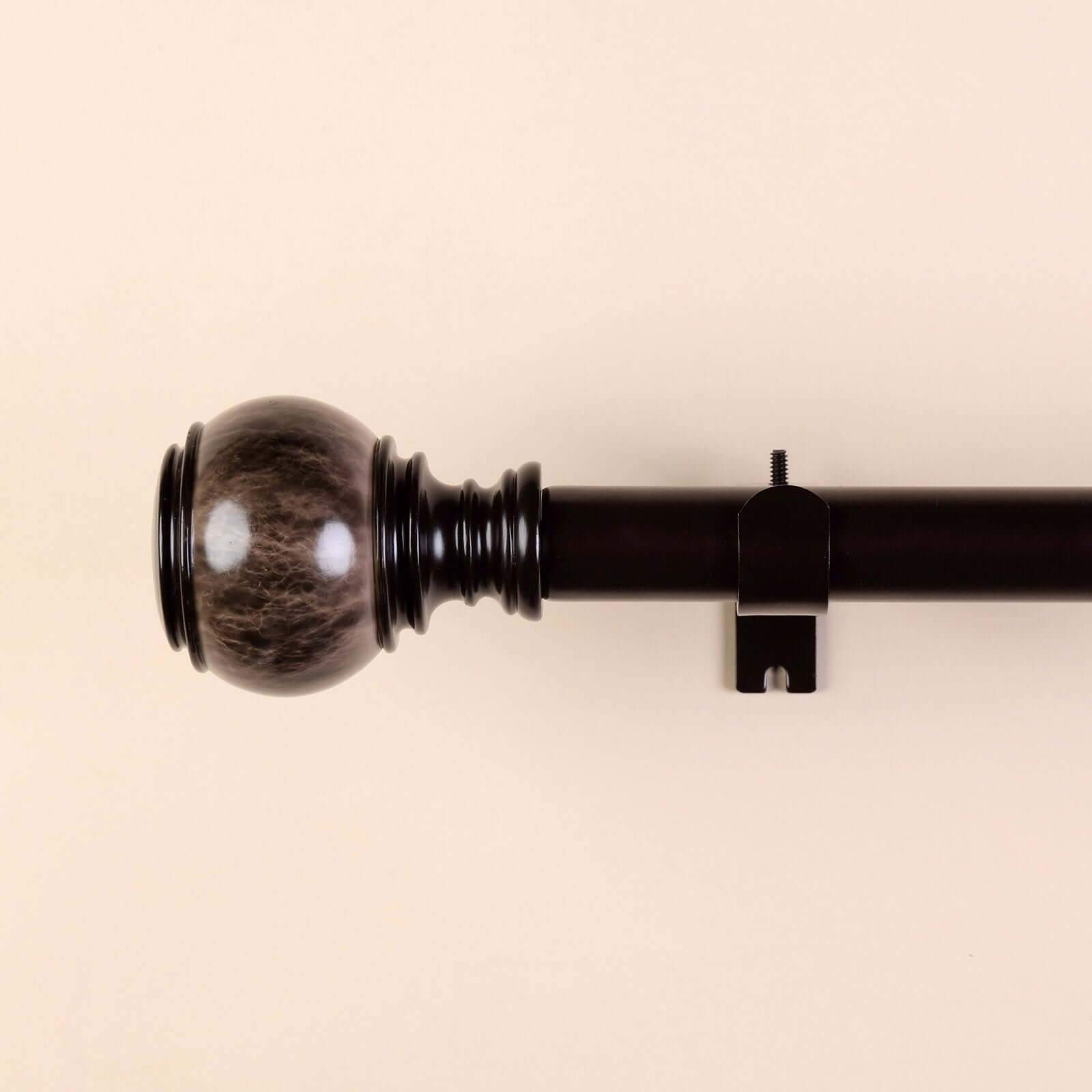 42"-126" Adjustable Curtain Rod Set, Chocolate Brown, Marble Finials