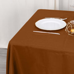 Polyester 70"x70" Table Overlay Square Tablecloth Cinnamon Brown - Wrinkle-Resistant & Durable Table Cover