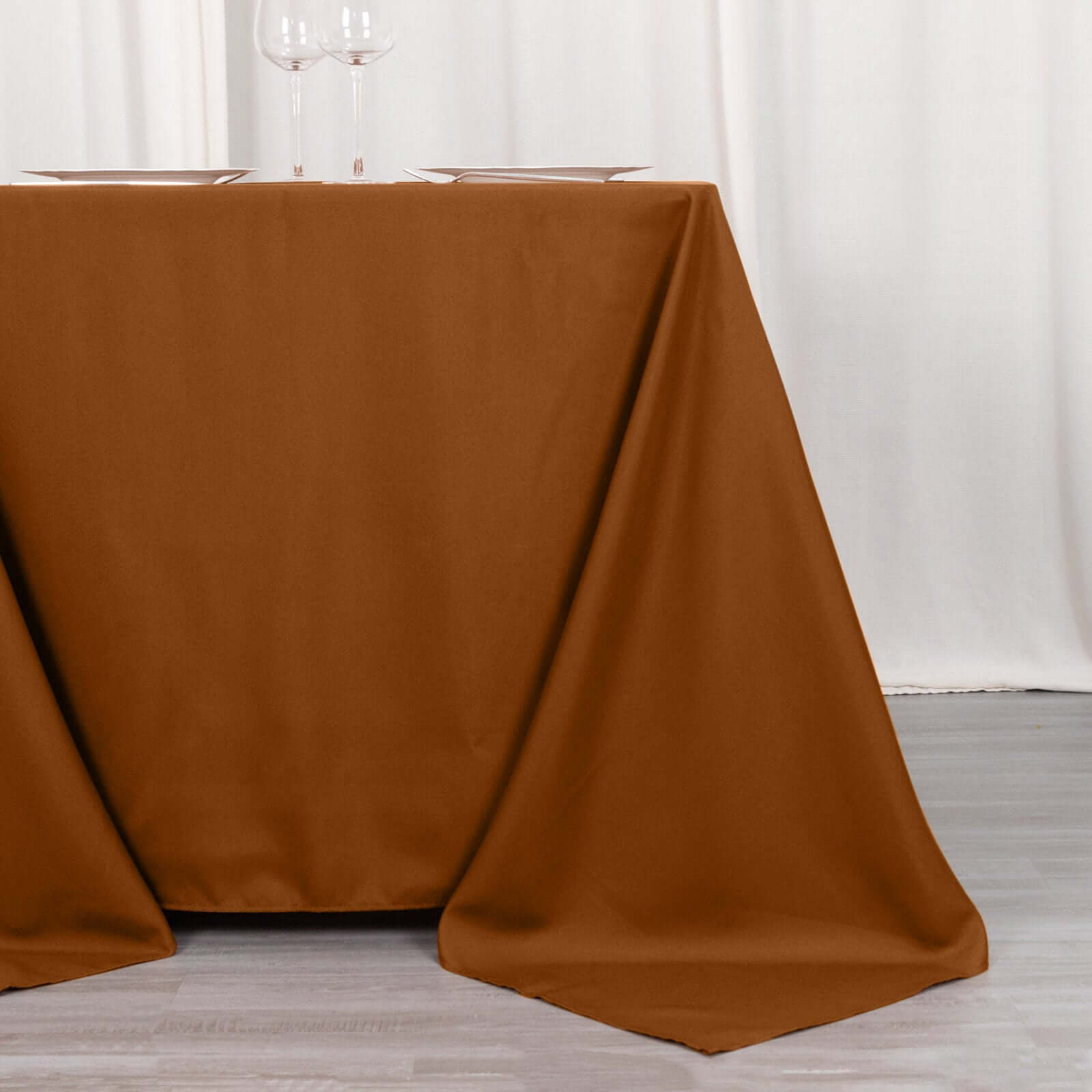 Polyester Square 90"x90" Tablecloth Cinnamon Brown - Wrinkle-Resistant & Durable Table Cover