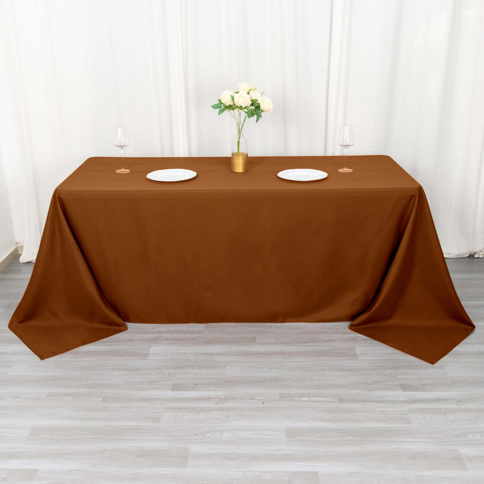 Polyester 90"x156" Rectangle Tablecloth Cinnamon Brown - Seamless Wrinkle-Resistant Table Cover