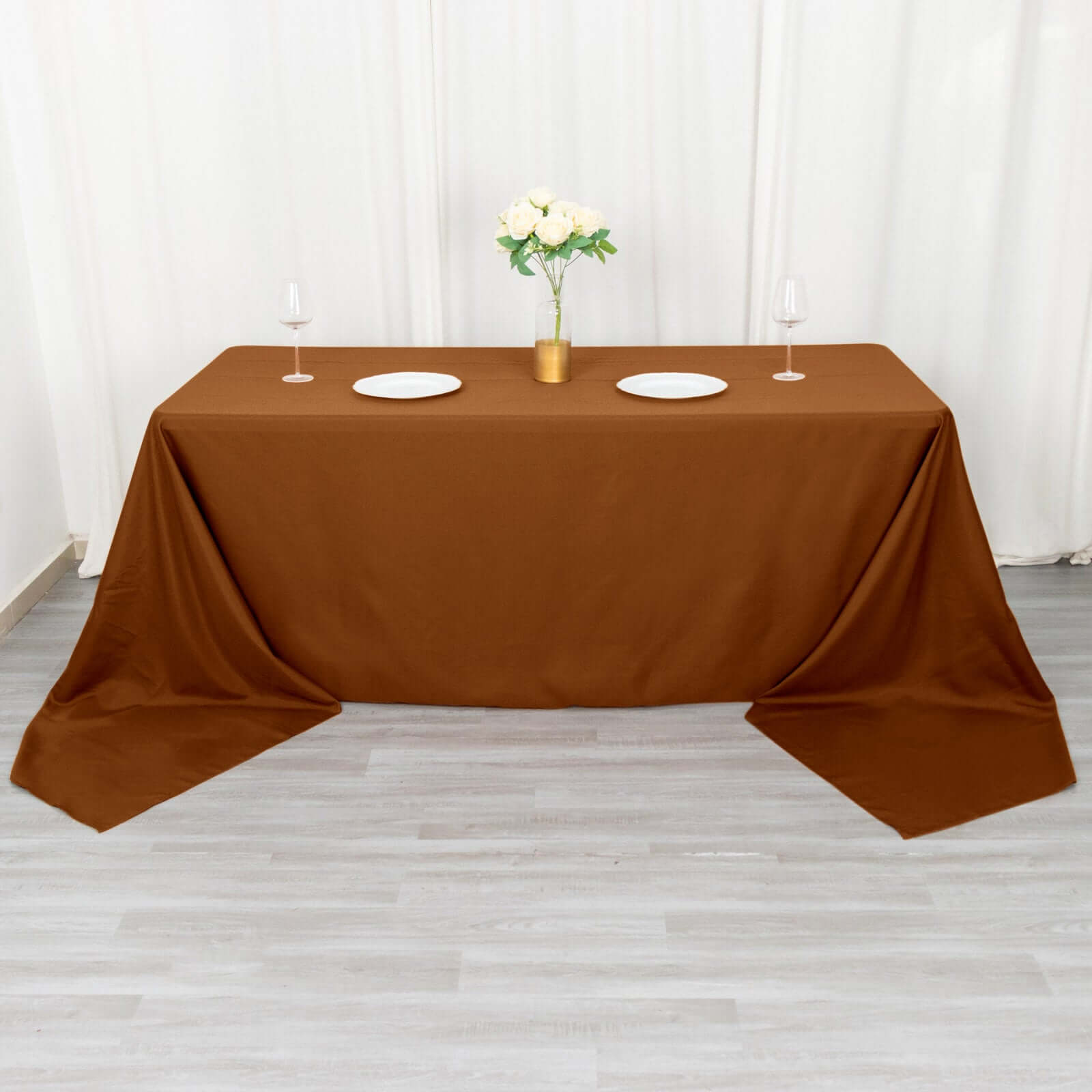 Polyester 90"x156" Rectangle Tablecloth Cinnamon Brown - Seamless Wrinkle-Resistant Table Cover