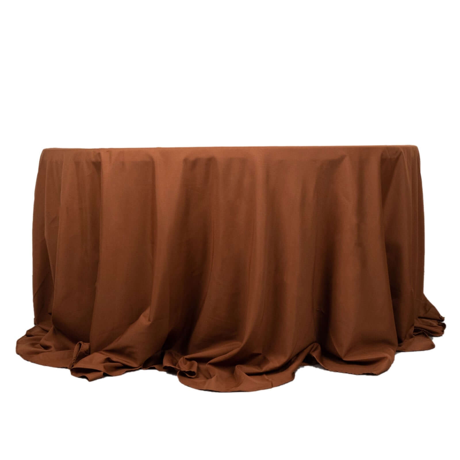 Polyester 132" Round Tablecloth Cinnamon Brown - Seamless Chic Table Cover