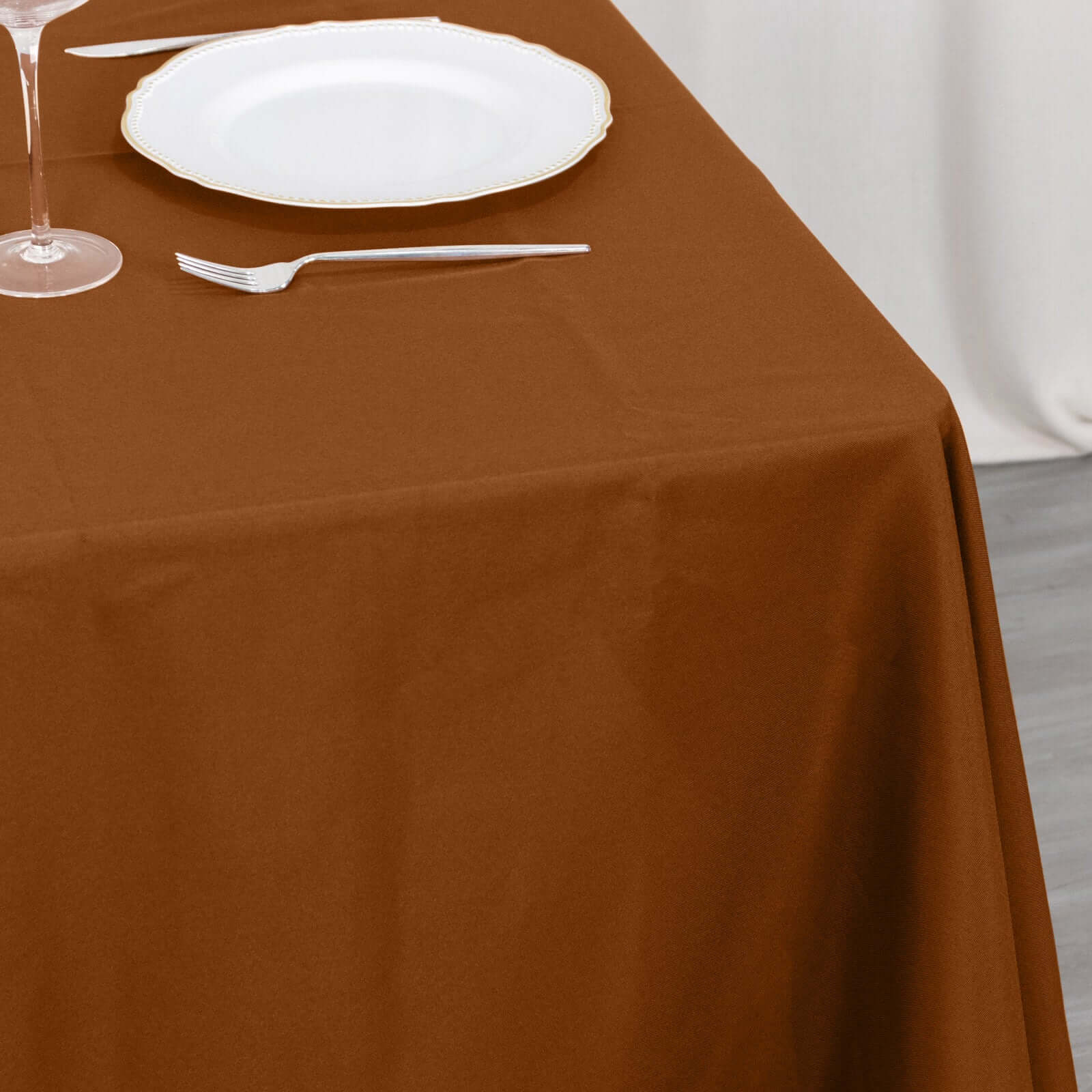 Polyester Square 70"x70" Tablecloth Cinnamon Brown - Wrinkle-Resistant & Durable Table Cover