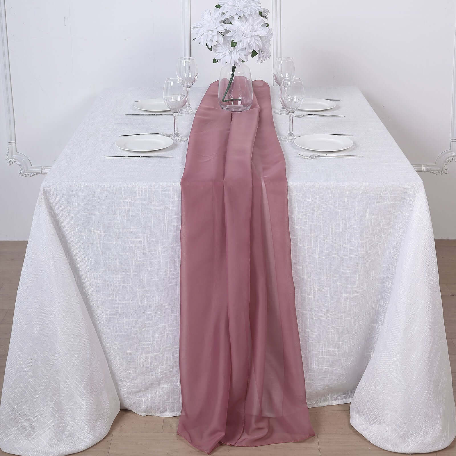 Chiffon 6ft Table Runner Mauve/Cinnamon Rose - Flowy & Lightweight Table Decor