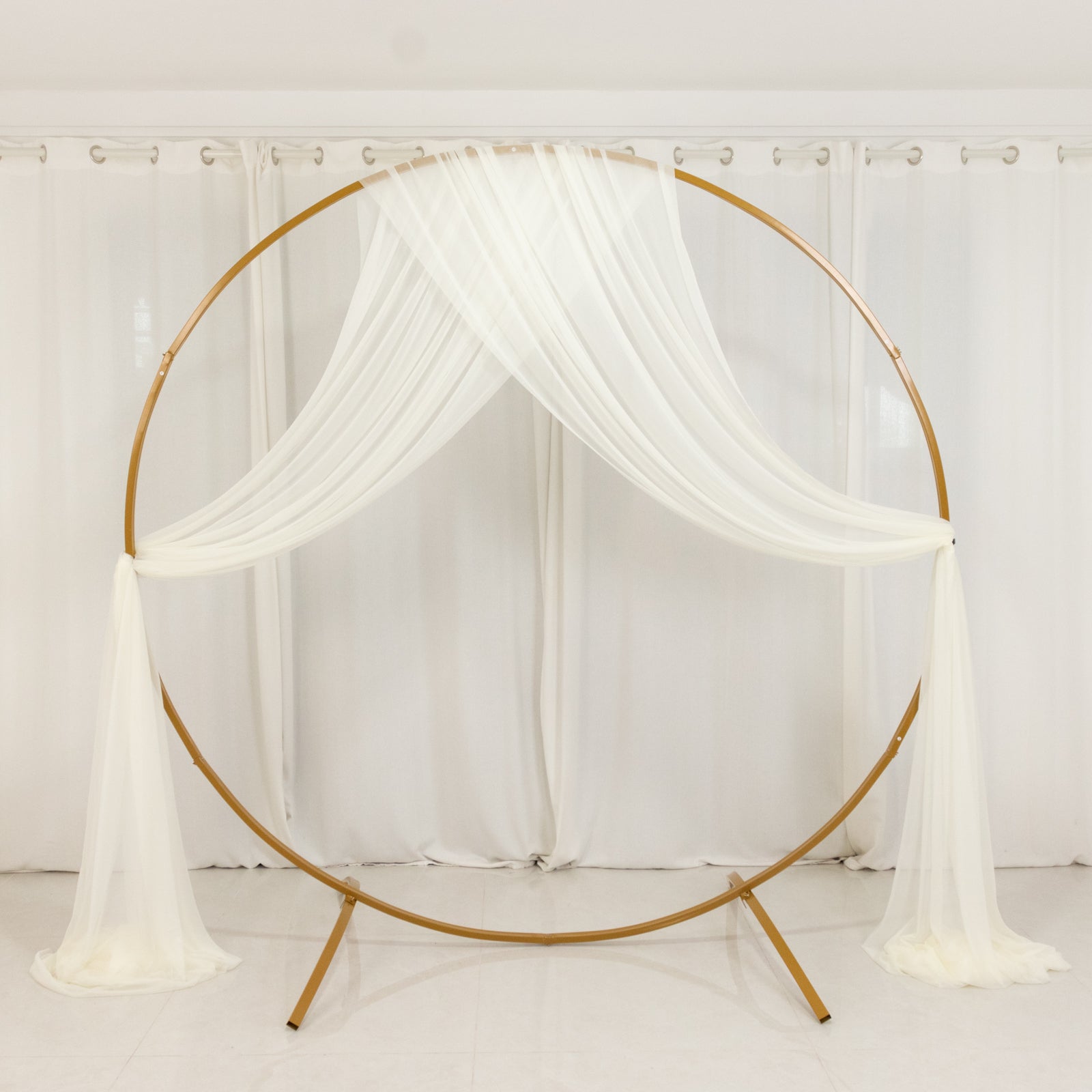 Ivory Sheer Backdrop Drape – 5ftx32ft Wedding Arch & Ceiling Decor Panel, Wrinkle Free with Soft Shimmer
