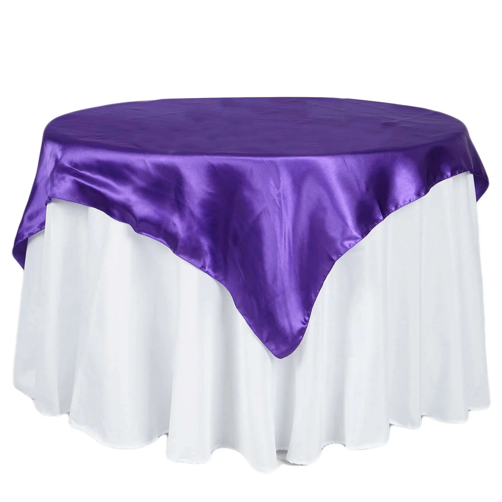 Satin 60"x60" Table Overlay Square Tablecloth Purple - Smooth Silky Touch Table Cover