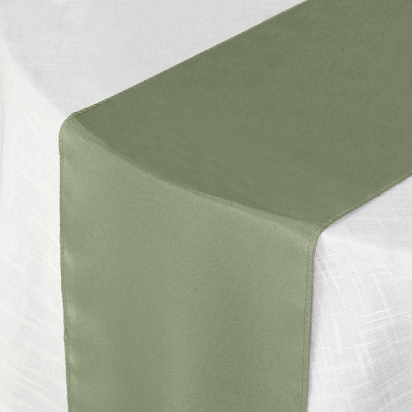 Polyester 12"x108" Table Runner Dusty Sage Green - Durable & Wrinkle-Resistant Table Decor
