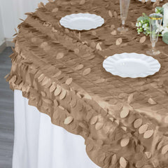 Taffeta 72"x72" Table Overlay Square Tablecloth Taupe - 3D Leaf Petal Table Cover