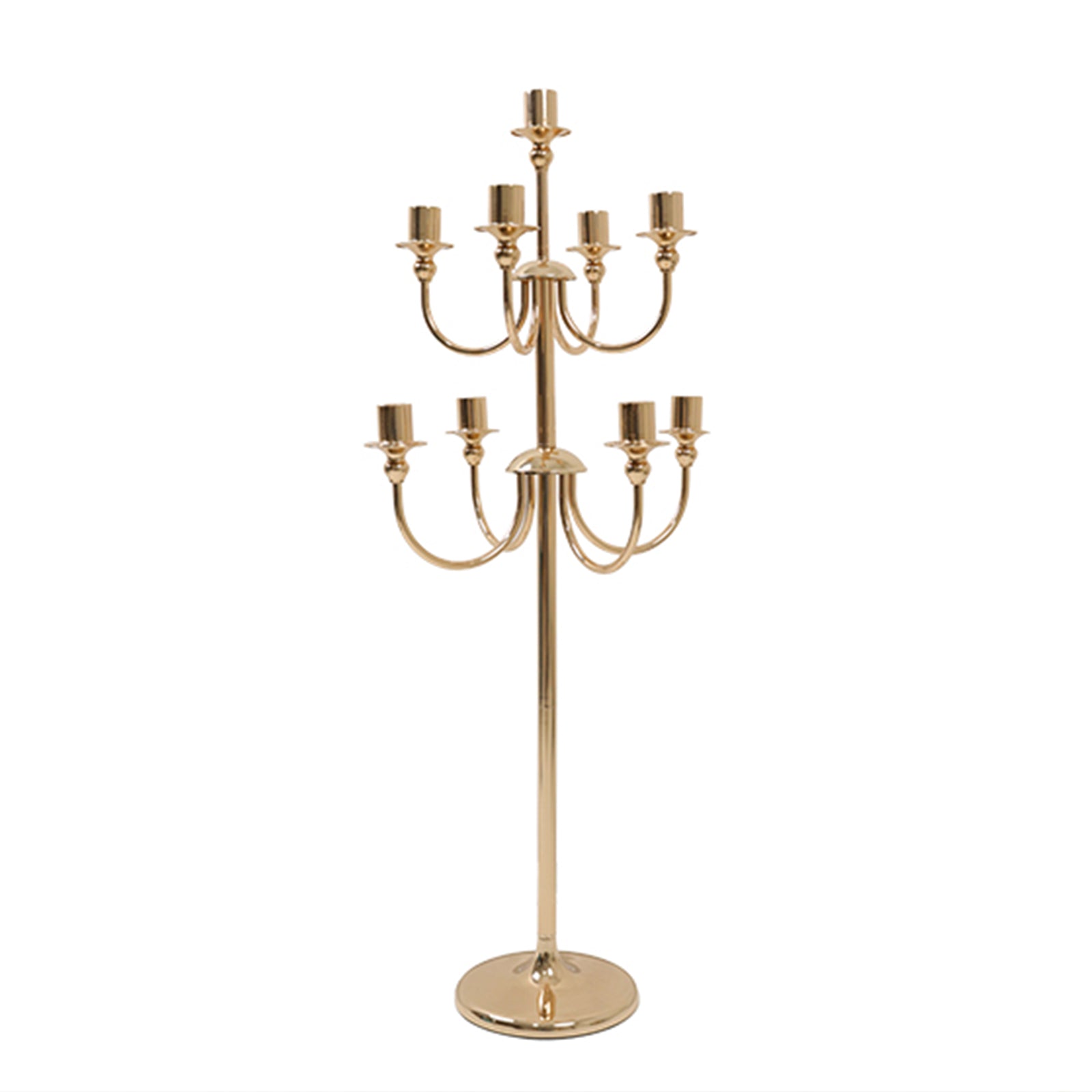 Metal Floor Candelabra Candle Holder, 9-Arm Vintage Taper Stand Gold Table Centerpiece for Weddings & Parties 46" Tall