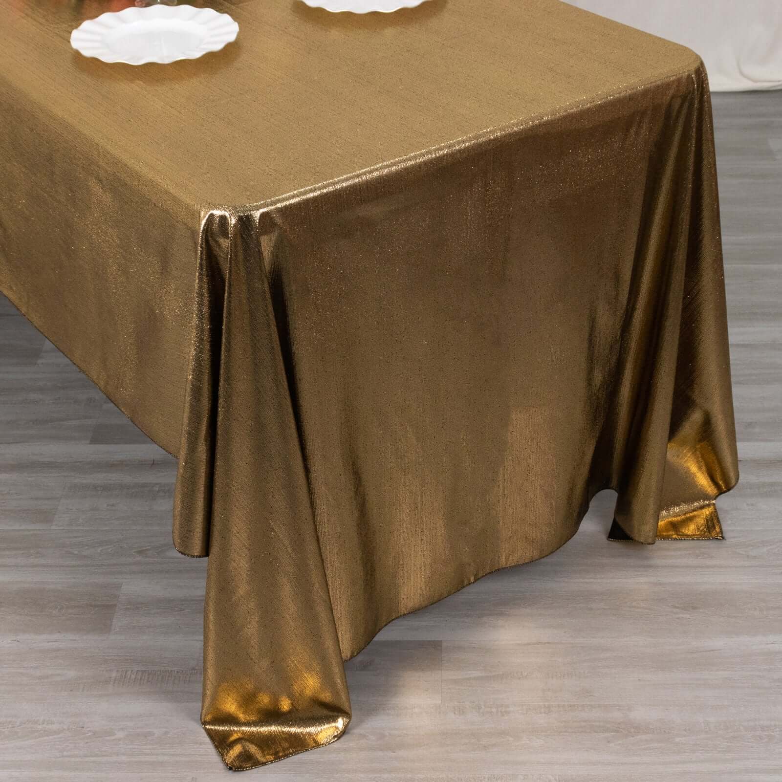 Sequin Dots Polyester 60"x126" Rectangle Tablecloth Shimmering Antique Gold - Wrinkle Free & Sparkling Table Cover