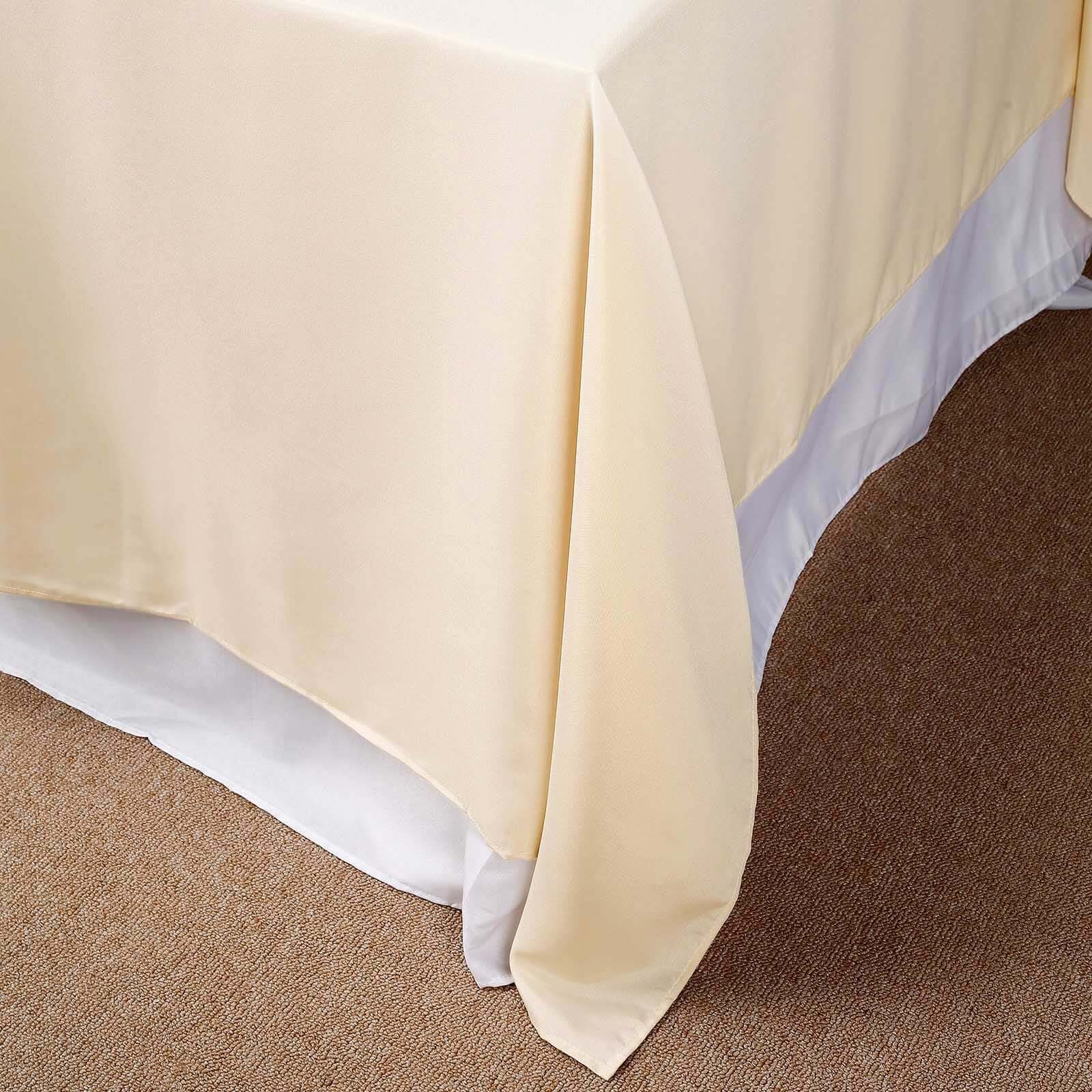 Polyester 90"x90" Table Overlay Square Tablecloth Beige - Wrinkle-Resistant & Durable Table Cover