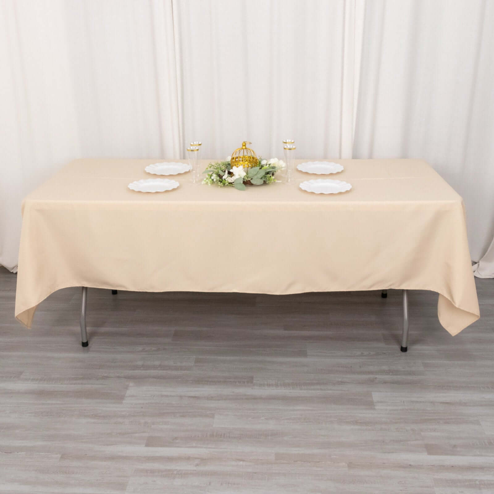 Premium Polyester 60"x102" Rectangle Tablecloth Beige - Durable 220GSM Wrinkle-Resistant Table Cover