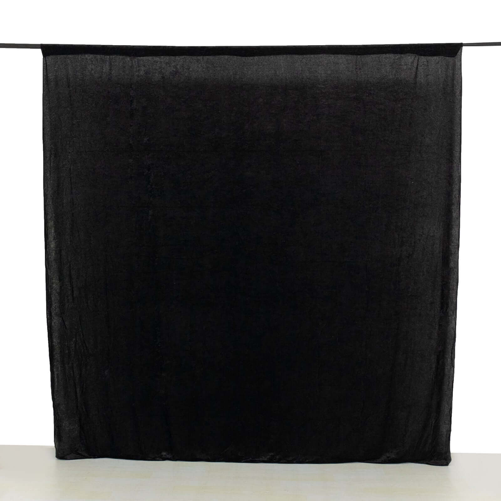 Black Crushed Velvet Backdrop Curtain – 8ft x 8ft Event Drape with Rod Pocket, Privacy Panel for Photo Booths & Events