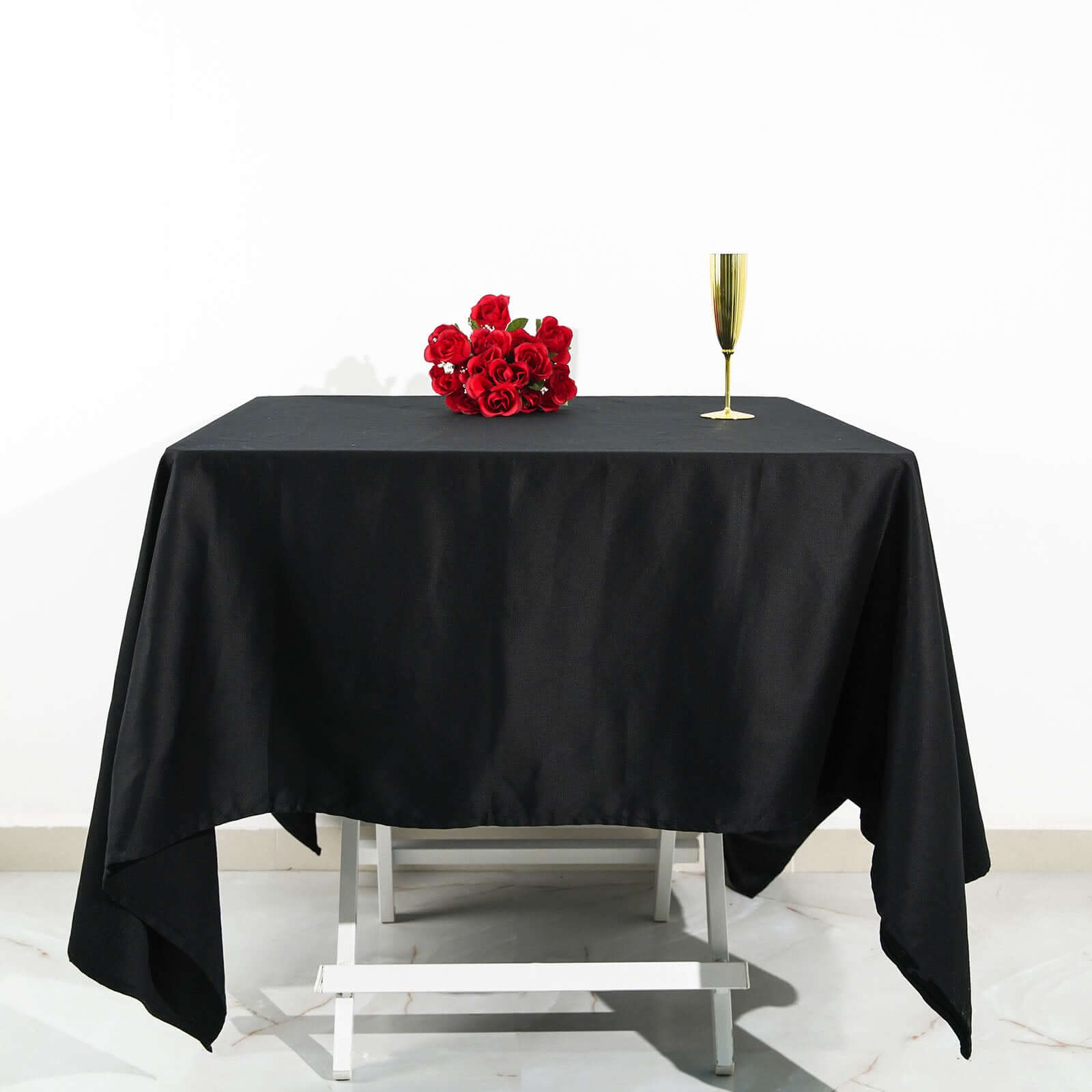 100% Cotton 70"x70" Square Tablecloth Black Linen - Soft & Breathable Fabric Table Cover