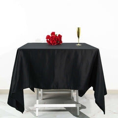 100% Cotton 70"x70" Square Tablecloth Black Linen - Soft & Breathable Fabric Table Cover