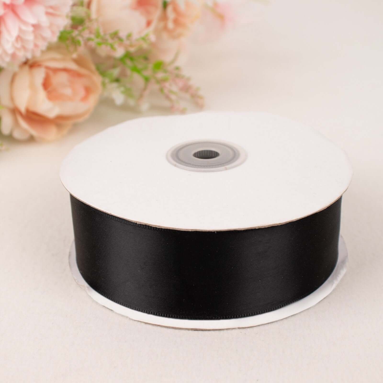 50 Yards 1.5" Black Single Face Decorative Satin Ribbon