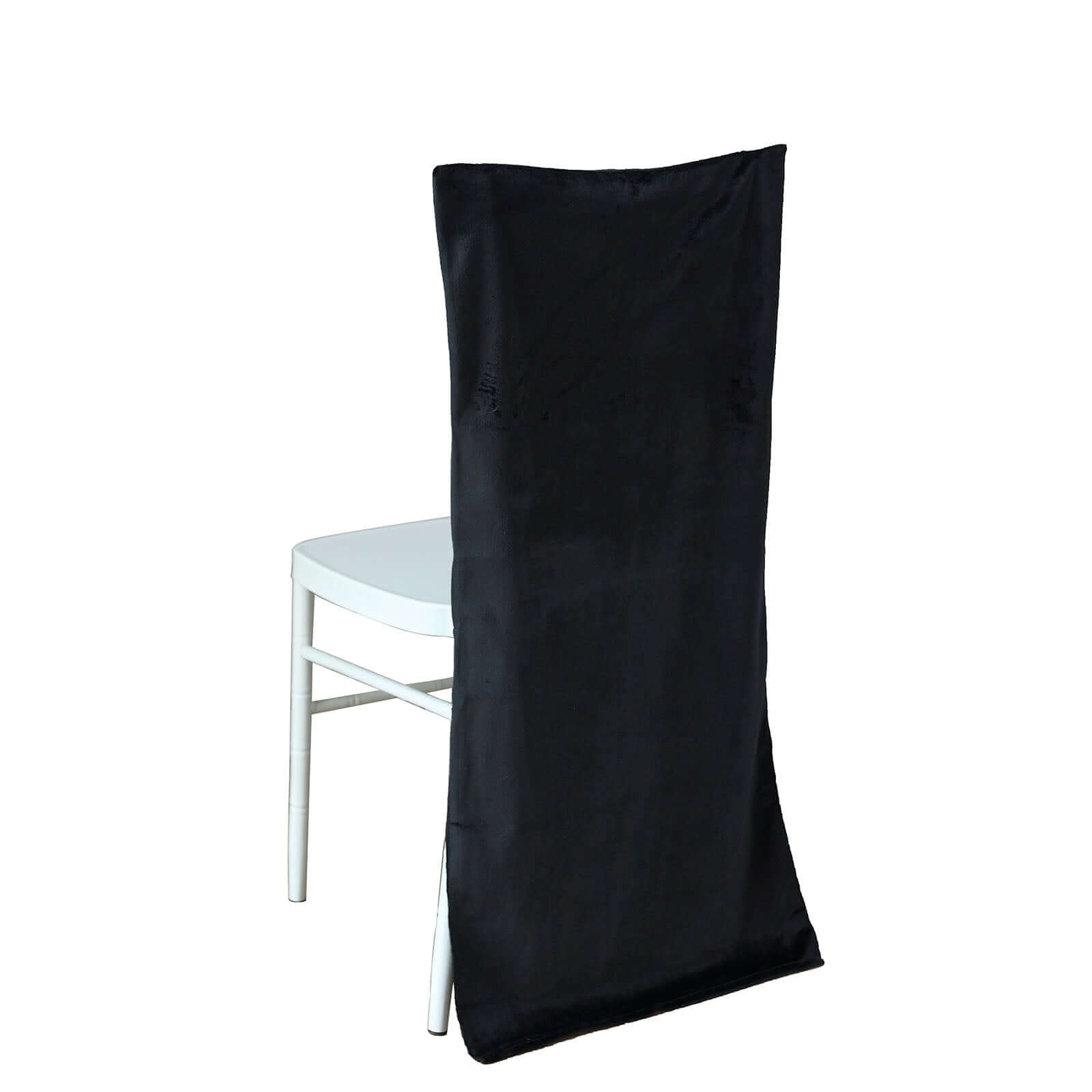 Velvet Chair Back Slipcover for Chiavari Chairs Black - Soft and Smooth Solid Chair Back Cover Cap for Weddings
