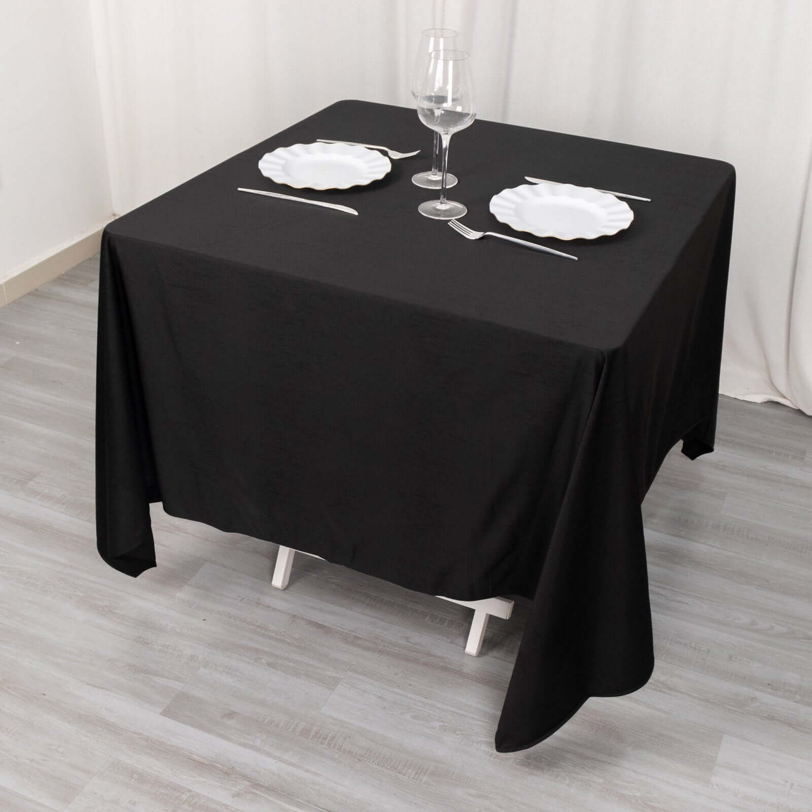 Polyester Square 70"x70" Tablecloth Black - Wrinkle-Resistant & Durable Table Cover for Events