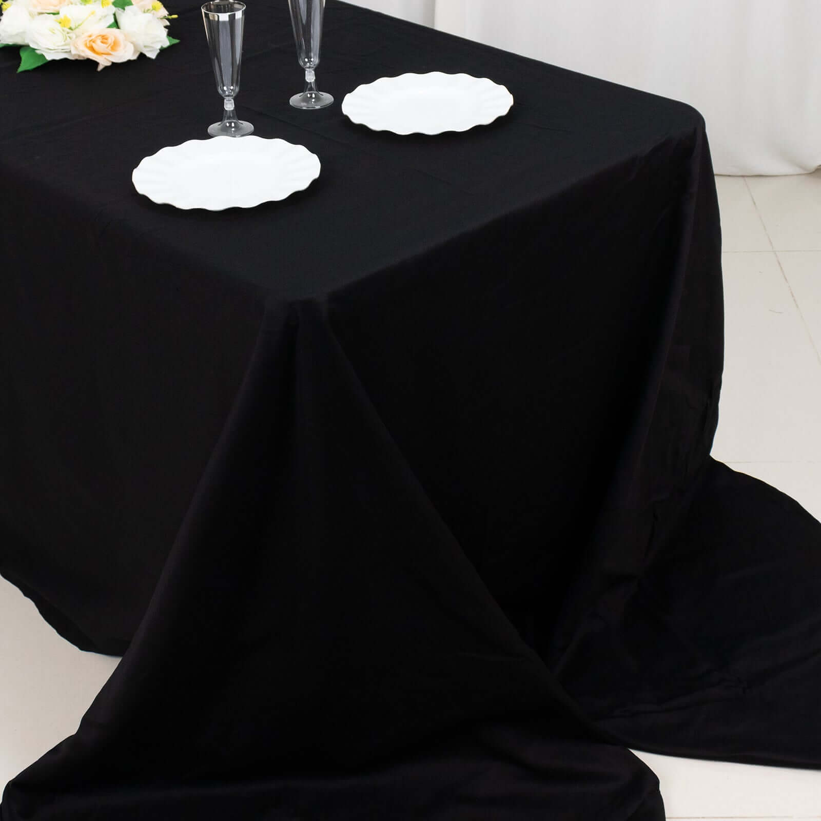 100% Cotton 90"x156" Rectangle Tablecloth Black Linen - Seamless, Soft & Breathable Table Cover