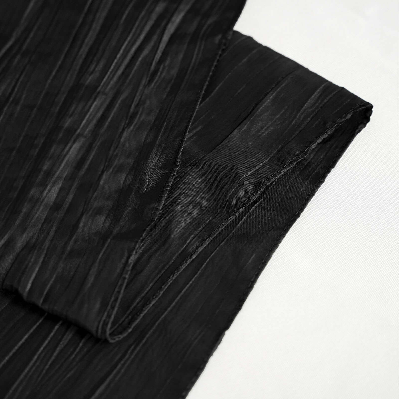 Taffeta 90"x156" Rectangle Tablecloth Black - Accordion Crinkle Seamless Table Cover