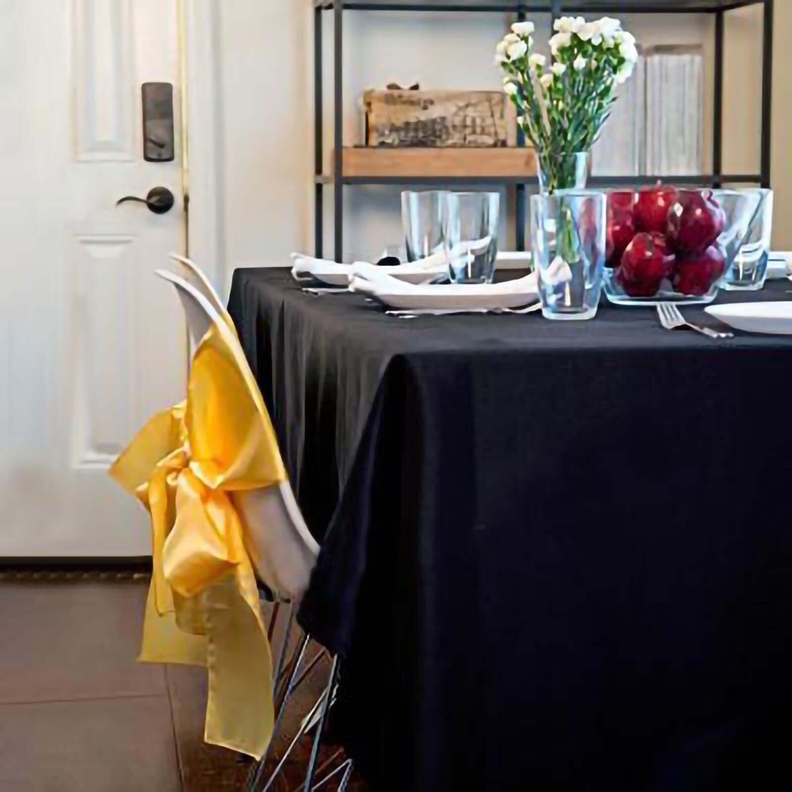 Polyester 50"x120" Rectangle Tablecloth Black - Wrinkle-Resistant Table Cover