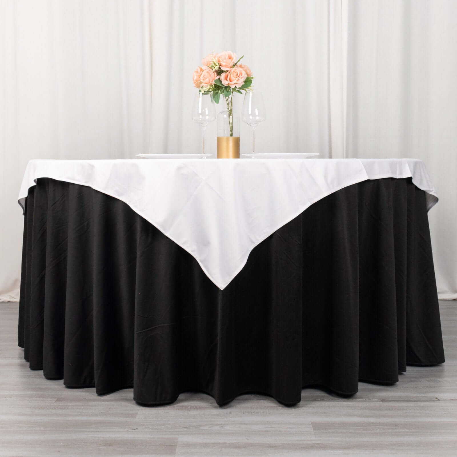 Scuba 54"x54" Table Overlay Square Tablecloth White - Wrinkle Free & Stain Resistant Table Cover