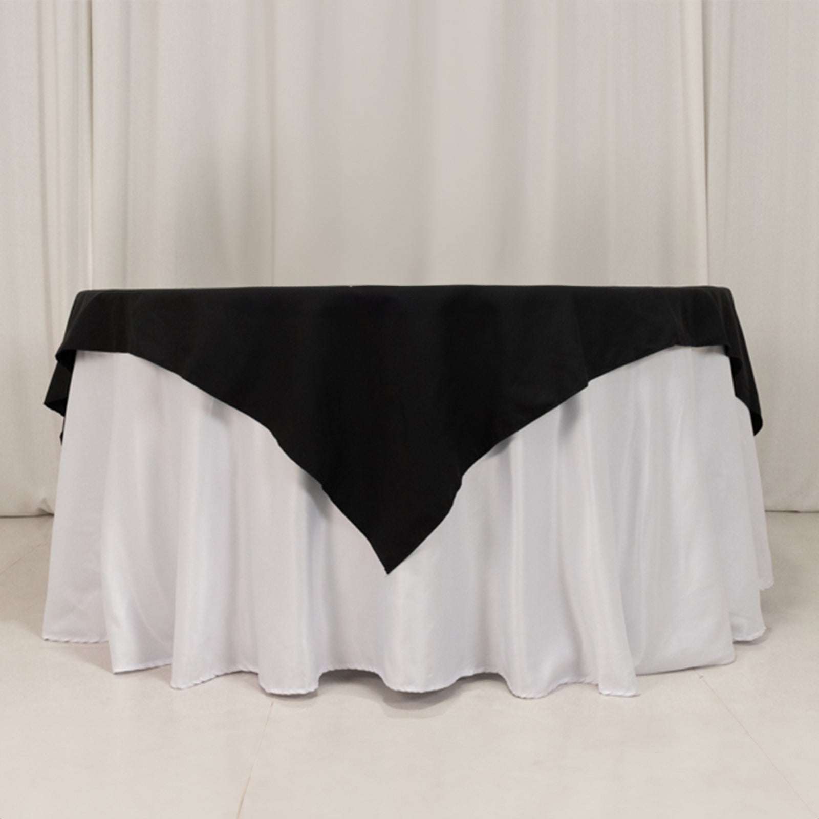 Cotton Blend 70"x70" Table Overlay Square Tablecloth Black - Wrinkle-Resistant Fabric Table Topper