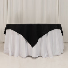 Cotton Blend 70"x70" Table Overlay Square Tablecloth Black - Wrinkle-Resistant Fabric Table Topper