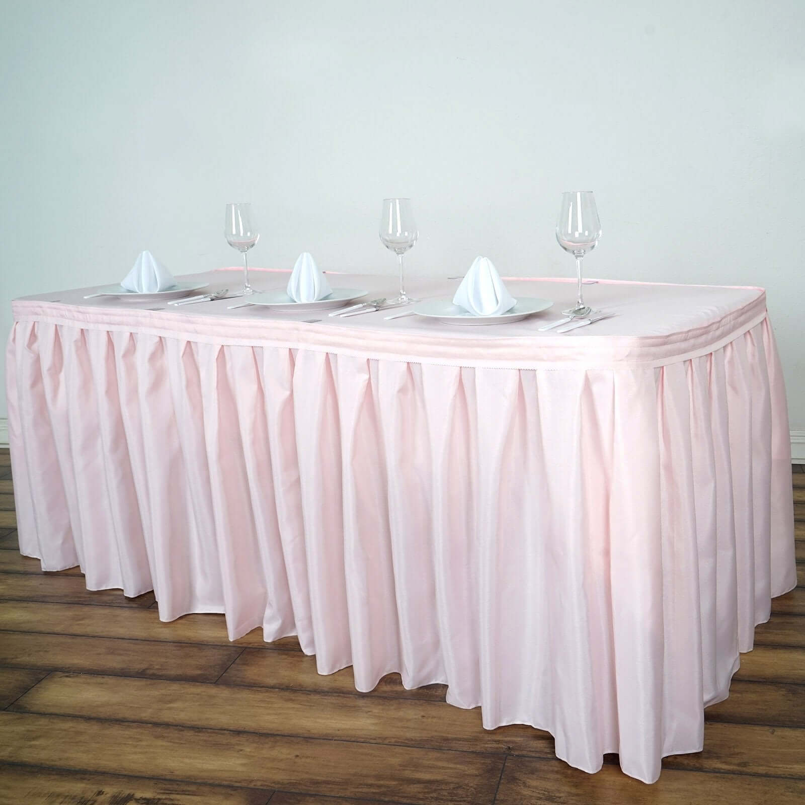 Polyester 21ft Table Skirt Blush - Classic Pleated Design