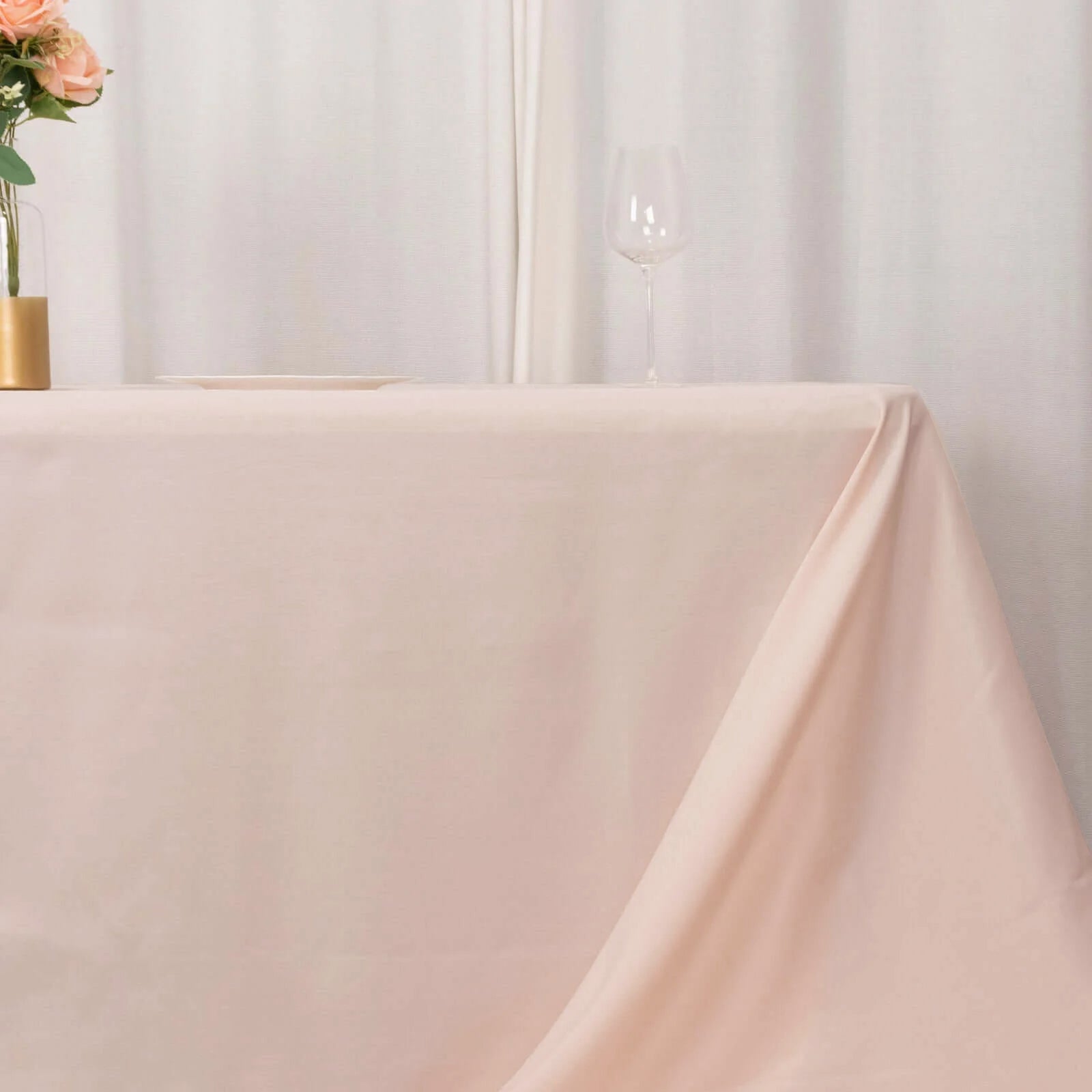 Premium Polyester 90"x156" Rectangle Tablecloth Blush - Seamless 220GSM Stain-Resistant Table Cover