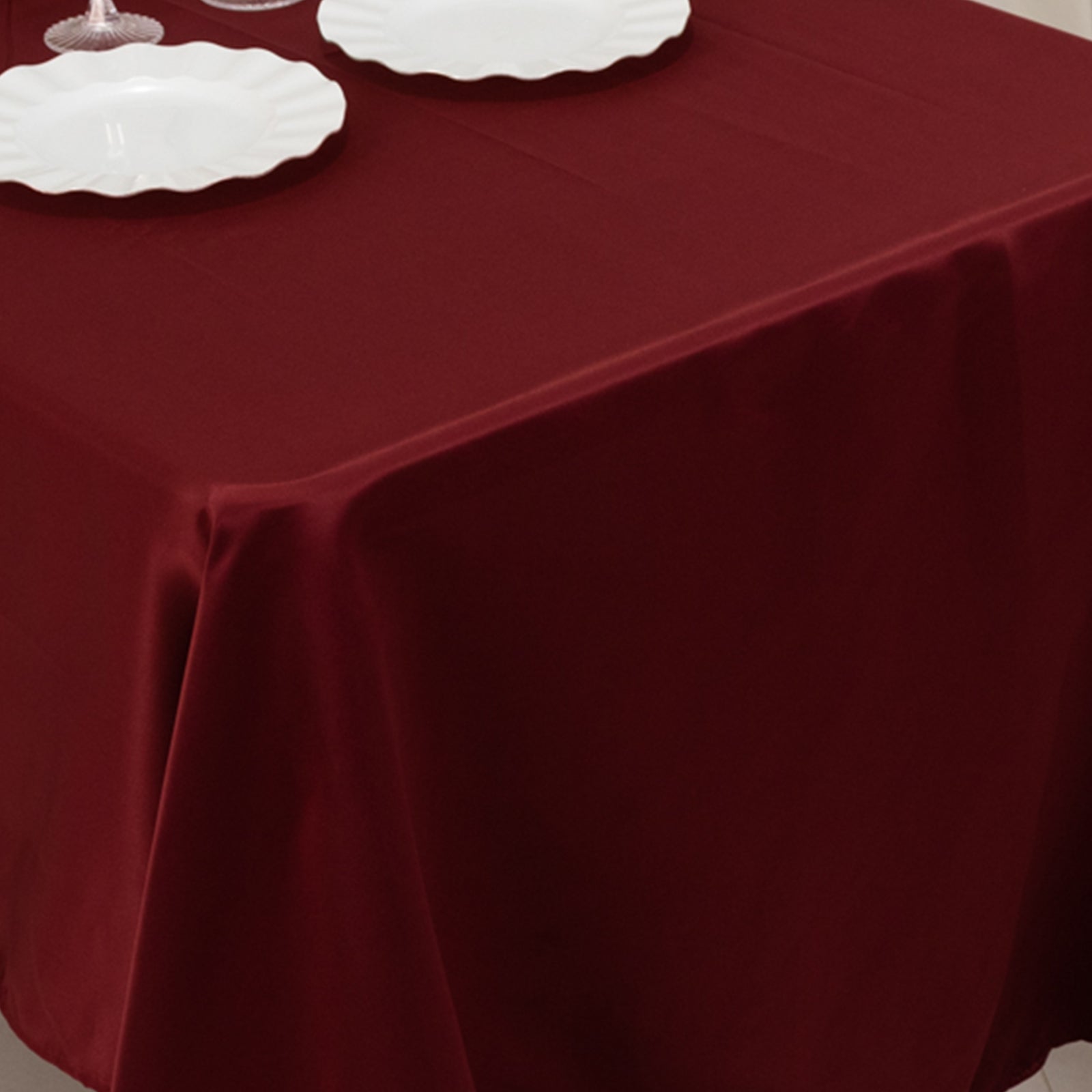 Lamour Satin 60"x126" Rectangle Tablecloth Burgundy - Soft & Silk-Like Table Cover